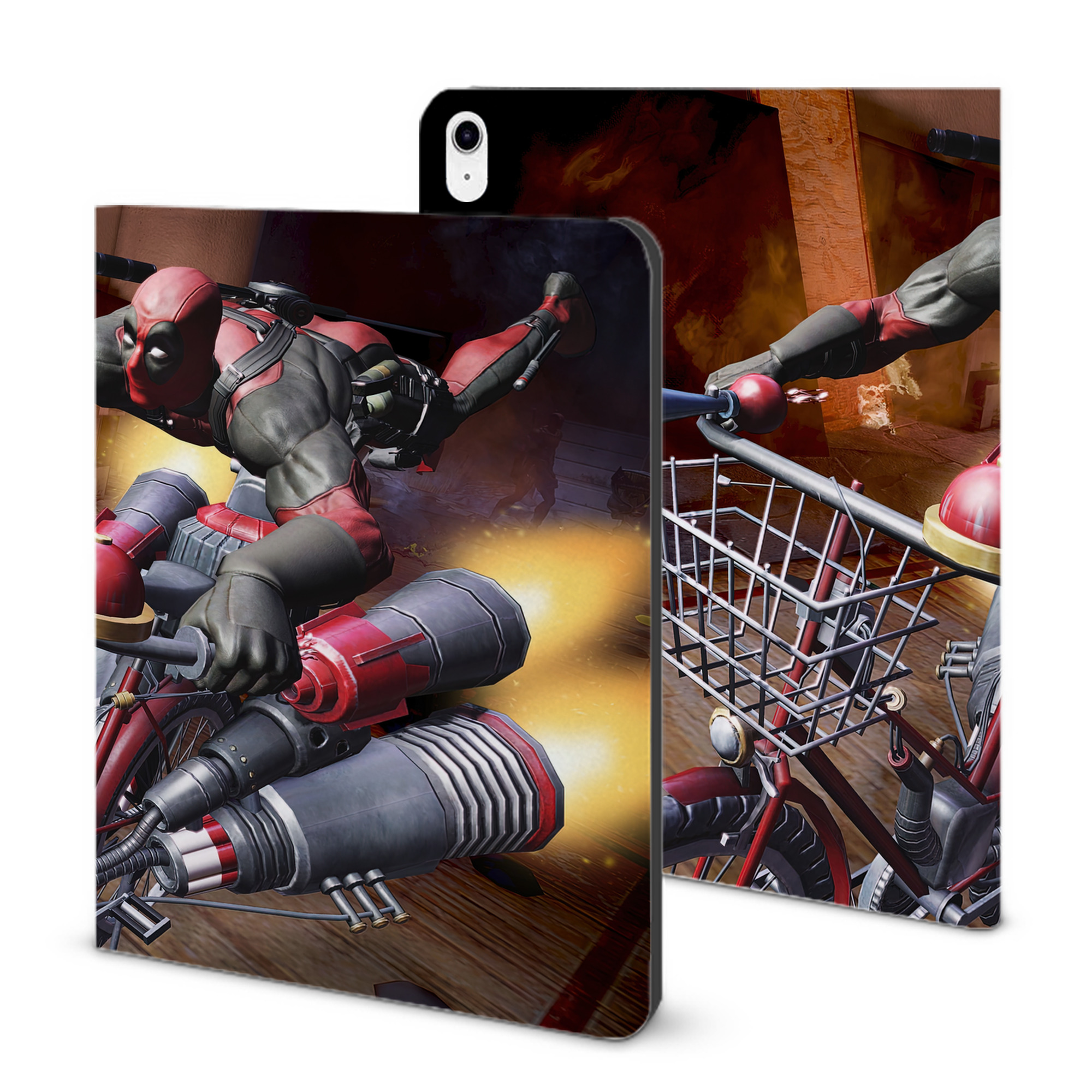 （画像用） Deadpool デッドプール IPad ケース ブック型 PUレザー TPU 耐衝撃 軽量 薄型 ペン収納なし 全面保護 IPad 各モデル対応
